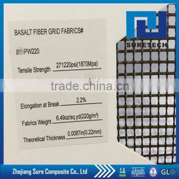 220gsm basalt fiber grid fabric , basalt fiber fabric