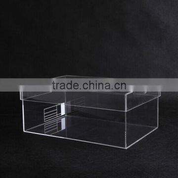 Fashion design handmade high quality clear acrylic shoe box with silkscreen printed logo