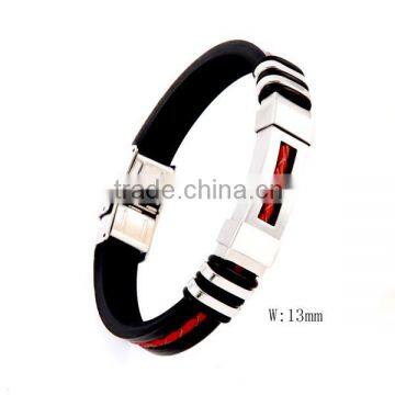 SRB3018 Wholesale Jewelry Mens Leather Bracelet Wire Red Bracelets Custom Stainless Steel Bracelets