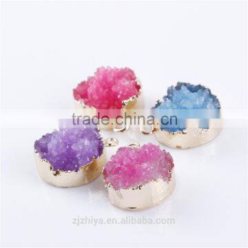 Wholesale Natural Drusy Stone Jewelry Titanium Drusy Connector