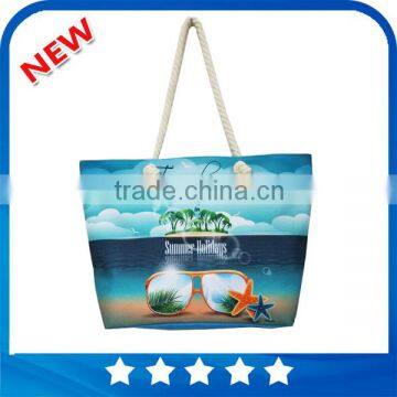 Newest collection 2016 fashion lady bag custom digital printing women's summer beach bag handbag tote bag