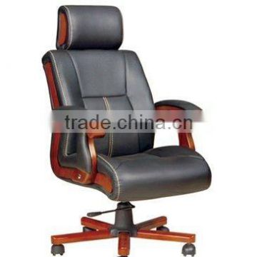 Wooden executive chair with headrest