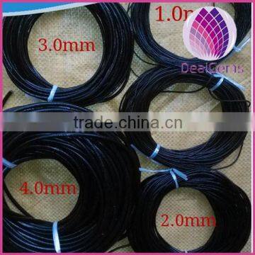 PU leather cord ,1-5mm round black leather cord