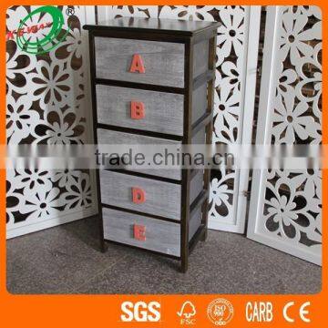 5 Drawer Painted Wood Drawer Cabinet Storages