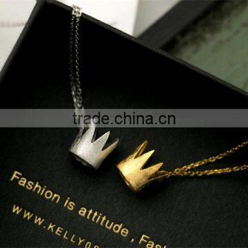 High Quality Silver and Gold Crown Pendant Necklace