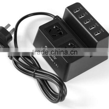 2 outlet usb smart power strip with 5 USB charger