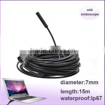 Portable mini diameter 7mm cable length 15m waterproof Flexible Digital car usb endoscope camera