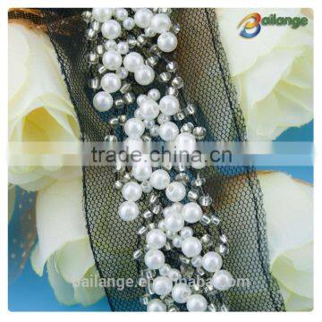 Pop top 2015 China wholesale new fashion wood beaded trim for bridal accessory