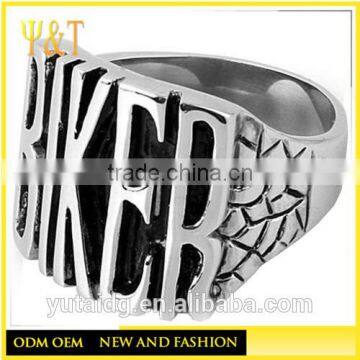 Jingli Jewelry China factory casting biker signet rings, BIKER letter rings (HS-073)