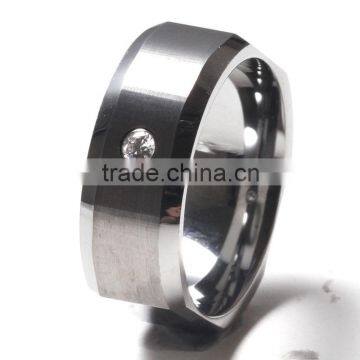 Brushed custom wholesale tungsten carbide ring for men with polished beveled edges