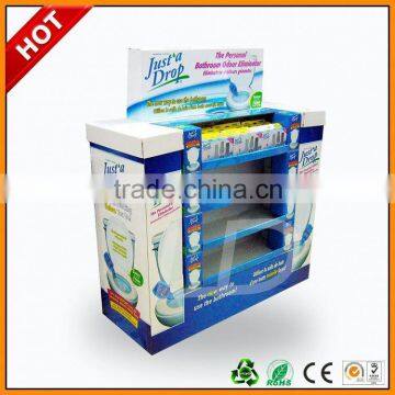 retail cardboard pallet disply for bathroom odour eliminator ,retail cardboard pallet display pdq for shopping bags