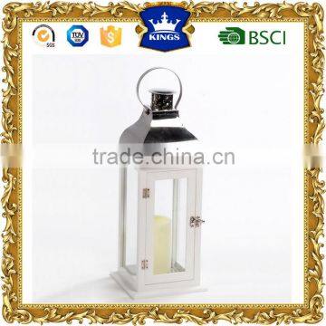 White stainless steel wooden lantern