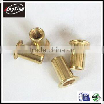 good quality M3-M12 flat head round body brass rivet nut