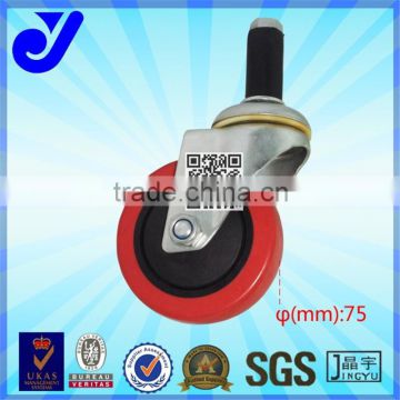 JY-304|Mute hand trolley caster wheel|Adjustable caster wheel|Red medium duty industrial rubber caster wheel