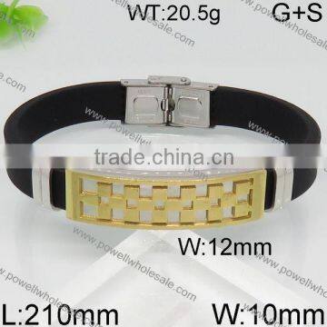Wholesale New Gold Black Leather Mens Bracelet Models photo-4