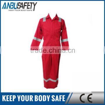 low price red work coveralls with reflective tape