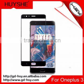 HUYSHE hot selling anti-fingerprint tempered 3D full cover glass 0.2mm screen 9H protector for Oneplus 3
