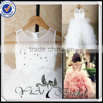 FG6 Real Sample Puffy Tulle Skirt Long Children Wedding Dress