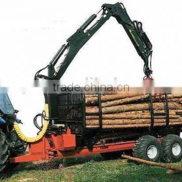 Tractor Use Forest Hydraulic Log Trailer Wood Wagon Timber Loading Trailer Log Wagon With Crane Grapple photo-2