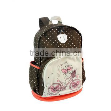 Lightweight Dots and Cartoon printting Canvas Laptop Backpack Cute School Bag