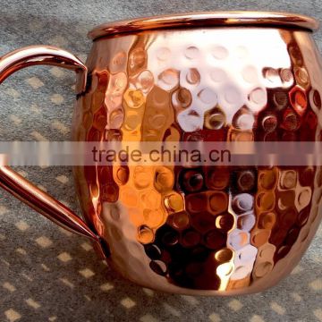 Hammered Barrel Mule 16oz Capacity Mug With Pure Copper Handle Moscow