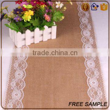 2017beautiful Rectangle Chevron Burlap Lace Table Runners Cheap photo-2