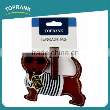 Toprank New Product Cute Cartoon Dog Shaped PU Leather Luggage Tag Personalized Airplane Travel Baggage Luggage Tag photo-2
