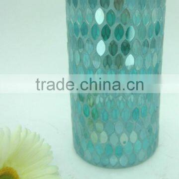 Fabulous Home Ornament Mirrored Mosaic Vase Cheap Handmade Blue Glass Vases