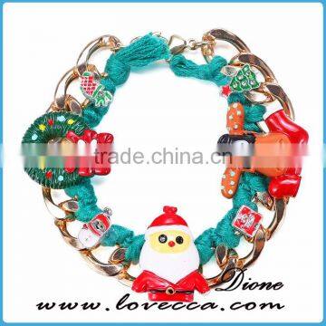 2016 latest design merry Christmas gift jewelry fashion link bracelets with santa claus and reindeer