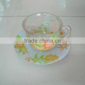 glass tea cup with saucer,tableware,glass tea cup,glassware