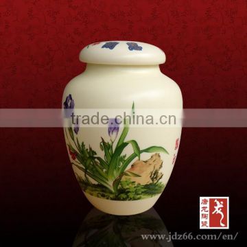 Handpainted design good quality yellow glazed flower tin tea canister for home decor