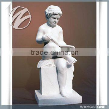 Hand Carved Modern White Marble Garden Male Sculpture photo-3