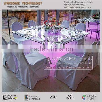 Led stylish glass stackable banquet table