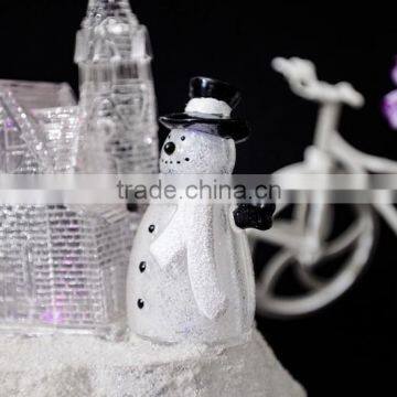 Led Acrylic Christmas Snow Church With Snowman and Tree photo-2