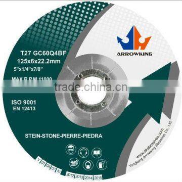 5"(125x6x22.2mm) Depressed Center Resin Bonded Reinforced Grinding Wheel For Stone