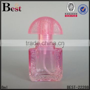 8ml translucent pink glass bottle spray mini cosmetic perfume bottle glass semicircle plastic cap china suppliers manufacture