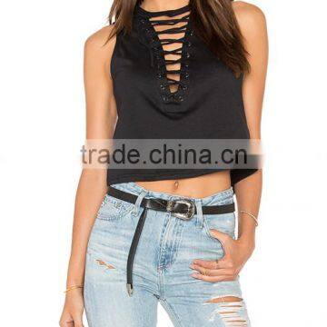 Muscle Tank Manufacturer Women Sexy Lace Up Tank Top HST2394