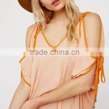 Summer Beach Flowy Effortless Sexy Ladies Nighty Maxi Dress With Cutout Shoulder HSD5948 photo-4