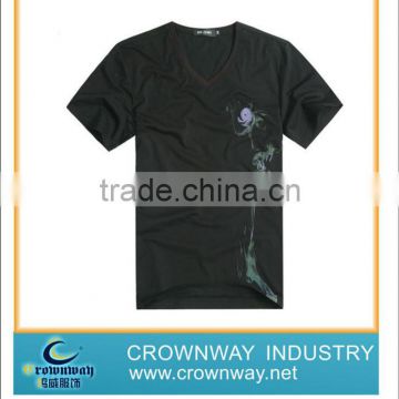 Mens Casual Slubby Yarn Printing V-Neck Tee Shirt