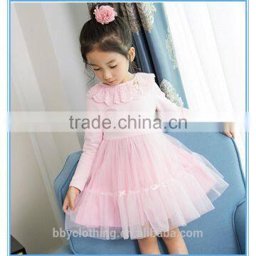 2017 New Arrival Long Sleeve Girls Dresses Velour Baby Clothes Cotton Lace Knee-Length Flower Cute Dress photo-3