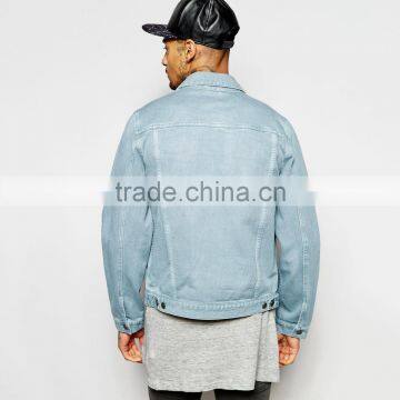 Custom Jacket Light Blue Fashion Style Denim Casual Jacket OEM Factory photo-2