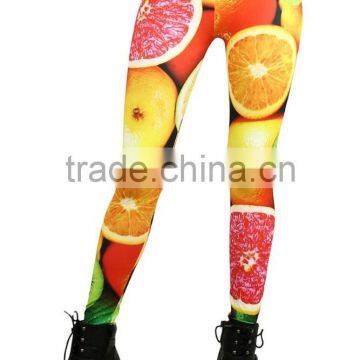 MGOO Latest Designs Soft Yoga Polyester Pants Custom Print Women Legging High Waist Fruit Print Pants photo-4