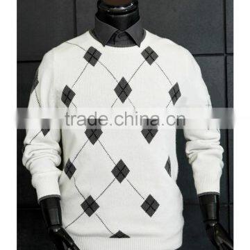 Argyle cashmere men new style knitted winter sweater