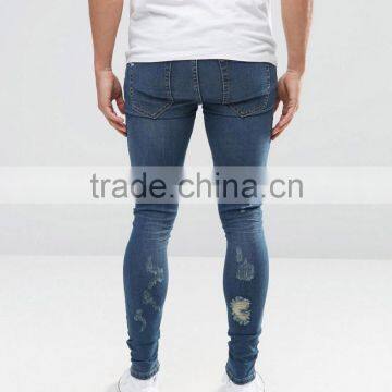 Slim Leg Slim Fit Distressed Moto Jeans for Men photo-2