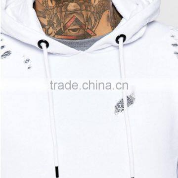 Custom 100% Cotton Distressed Blank Hoodie / Design Your Own Logo Pullover Hoodie photo-3