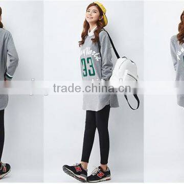 Female Hemp Grey Long-sleeved Straight Front Piece Print Dress photo-3