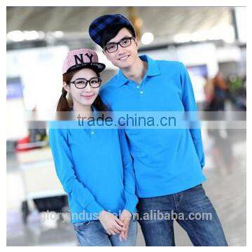 New design couple long sleeve pique polo shirt