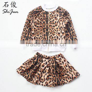 ShiJ Neoprene Leopard Jacket With Skirt Kid Clothing