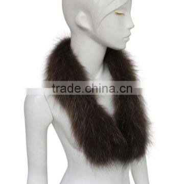 Myfur Women Detachable Real Raccoon Fur Collar Scarf Shawl for Winter Coat