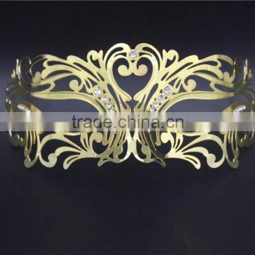 Venetian Black Metal Filigree Masquerade Mask With Diamantes Halloween photo-3